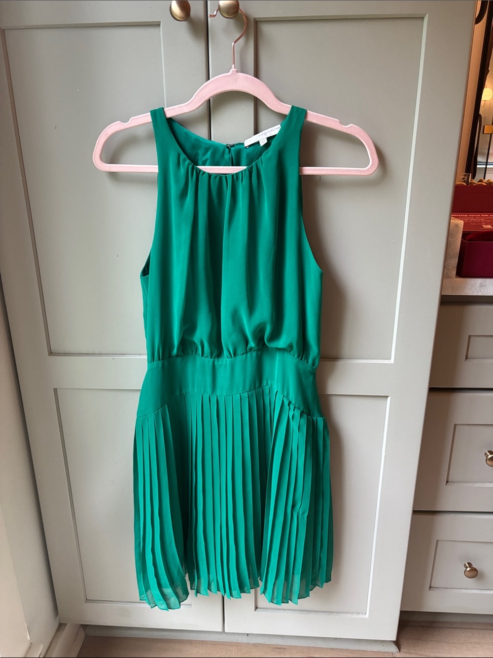 Lavender Brown Vibrant Emerald Green Sleeveless Dress